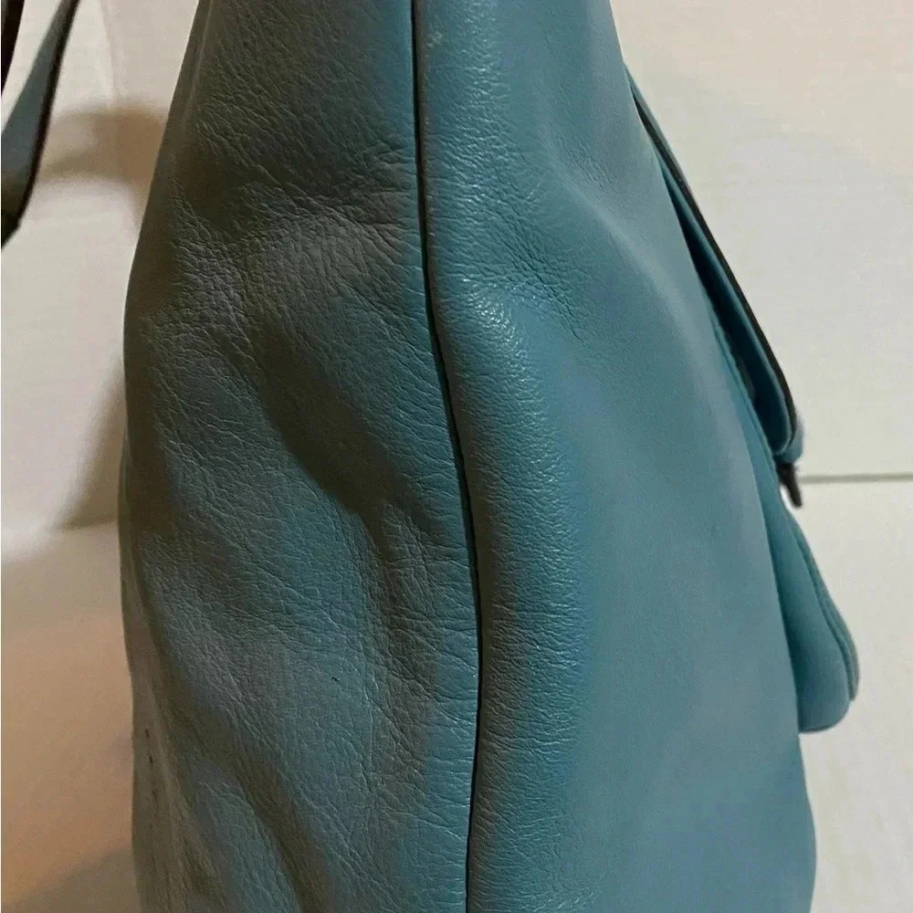 Coach vintage blue leather shoulder handbag - Picture 8 of 13